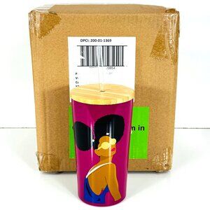 Room Essentials Stainless Steel Tumbler 17.5 Oz 4-Pack Pink Bamboo Lid & Straw